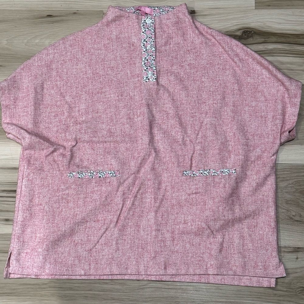 Bisby Pink Wool Cape Pullover Girls Large